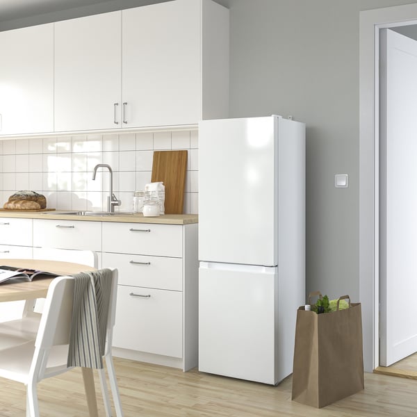 LAGAN - Refrigerator/freezer, freestanding/white, 115/59 l - Width: 47.0 cmDepth: 51.5 cmHeight: 150.0 cmRefrigerator volume: 115 lFreezer volume: 59 lWeight: 37.00 kgCable length: 2.2 m
