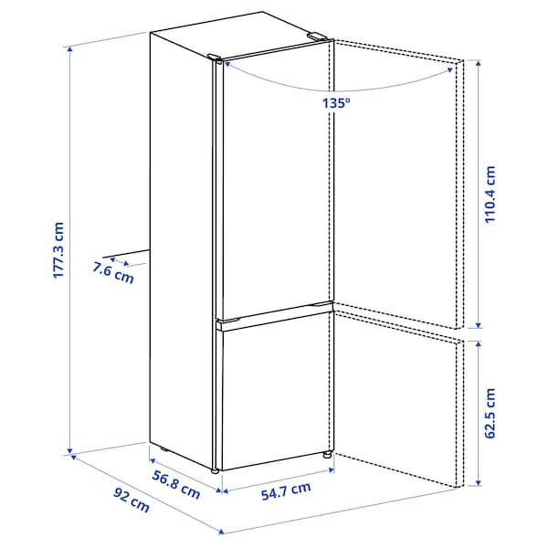 Ikea LAGAN - Refrigerator/freezer, freestanding/white,197/65 l