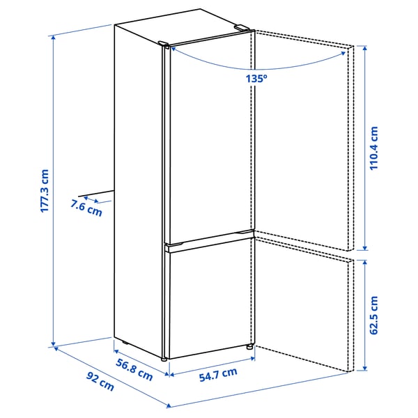 LAGAN fridge/freezer, freestanding/white, 197/65 l