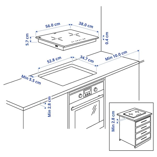 Ikea LAGAN Induction hob - plug-in 2 zones/black ,