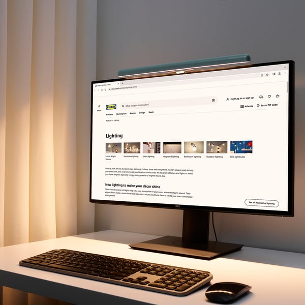 LAGERGÅNG LED lamp for screen, dimmable/turquoise, 40x9 cm