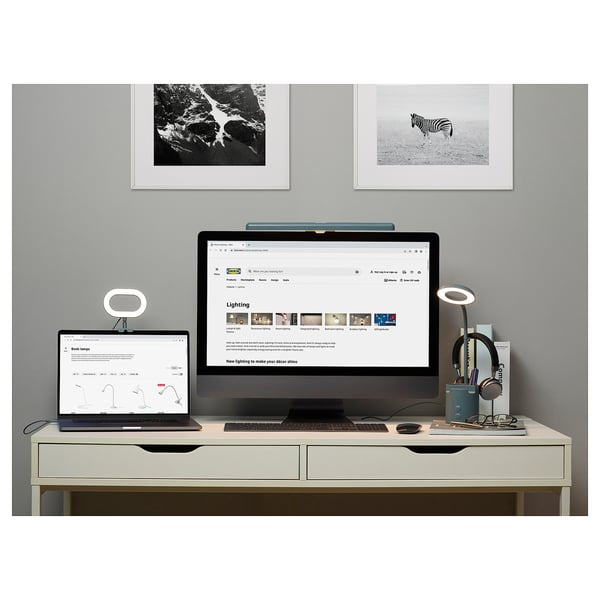 LAGERGÅNG LED lamp for screen, dimmable/turquoise, 40x9 cm