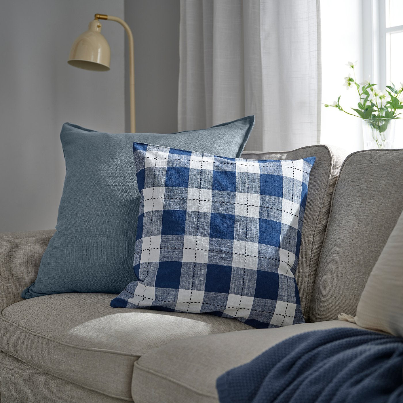 LAGERPOPPEL cushion cover, blue-grey, 65x65 cm