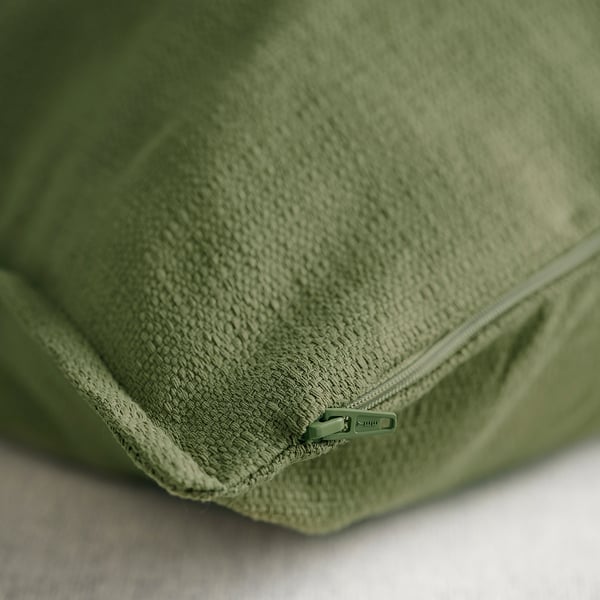 LAGERPOPPEL cushion cover, grey-green, 50x50 cm