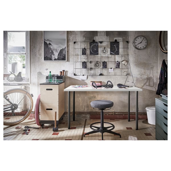 LAGKAPTEN / ADILS desk, white/dark grey, 140x60 cm