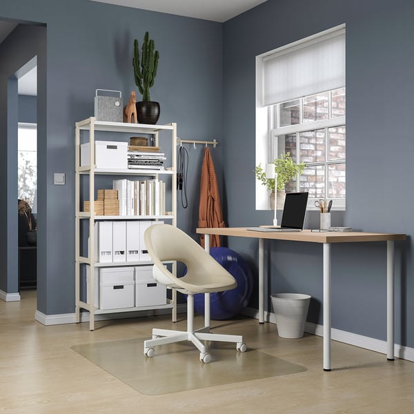 LAGKAPTEN / ADILS desk, white stained oak effect/white, 140x60 cm