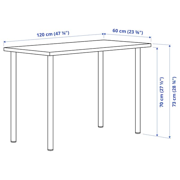 LAGKAPTEN / ADILS - Desk, organic shapes/black white,120x60 cm