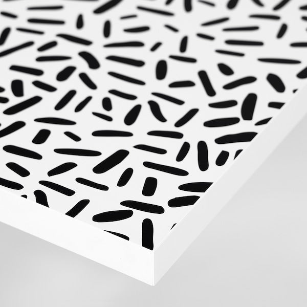 LAGKAPTEN / ADILS - Desk, organic shapes/black white,140x60 cm