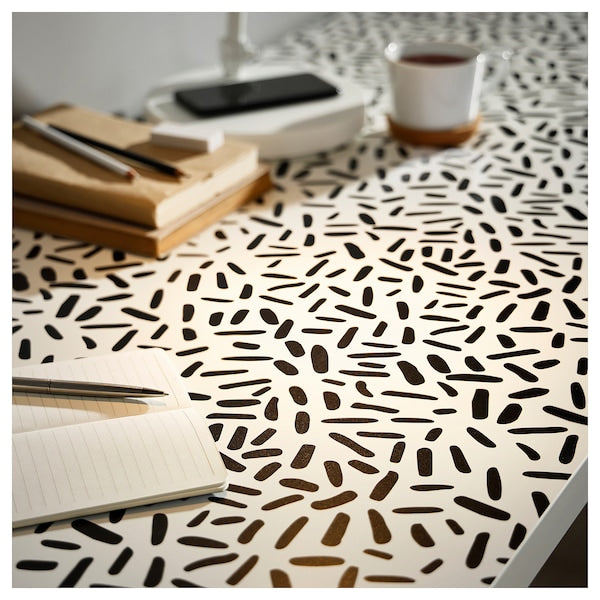 LAGKAPTEN / ADILS - Desk, organic shapes/black white,120x60 cm