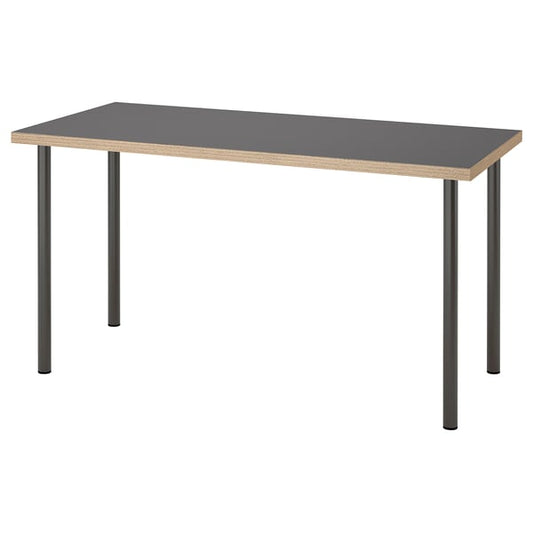 LAGKAPTEN / ADILS - LAGKAPTEN / ADILS Desk, grey/wood effect dark grey, 140x60 cm