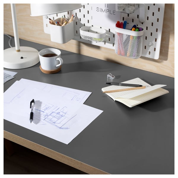 LAGKAPTEN / ADILS desk, grey/wood effect black, 120x60 cm