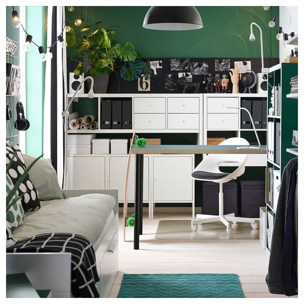 LAGKAPTEN / ADILS desk, grey-turquoise/black
