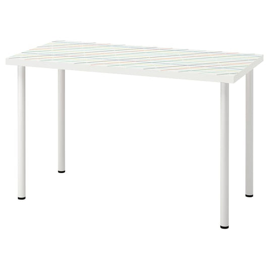 LAGKAPTEN / ADILS - LAGKAPTEN / ADILS Desk, grid multicolour/white, 120x60 cm