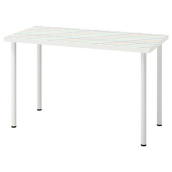 LAGKAPTEN / ADILS - LAGKAPTEN / ADILS Desk, grid multicolour/white, 120x60 cm