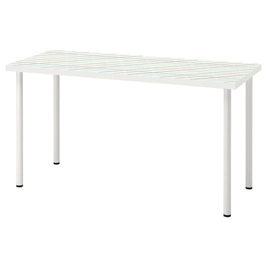 LAGKAPTEN / ADILS - LAGKAPTEN / ADILS Desk, grid multicolour/white, 140x60 cm