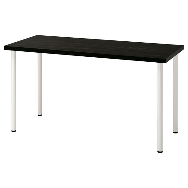 LAGKAPTEN / ADILS desk, black-brown/white, 140x60 cm