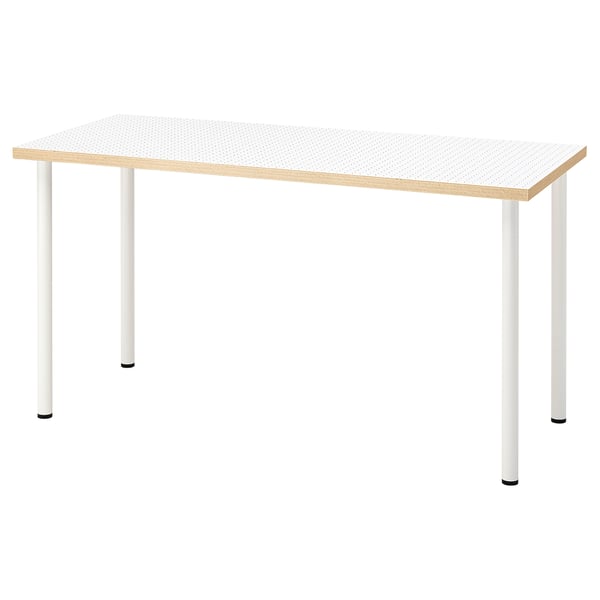 LAGKAPTEN / ADILS - Desk, polka dot pattern/black white,140x60 cm