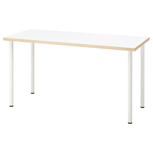 LAGKAPTEN / ADILS - Desk, polka dot pattern/black white,140x60 cm