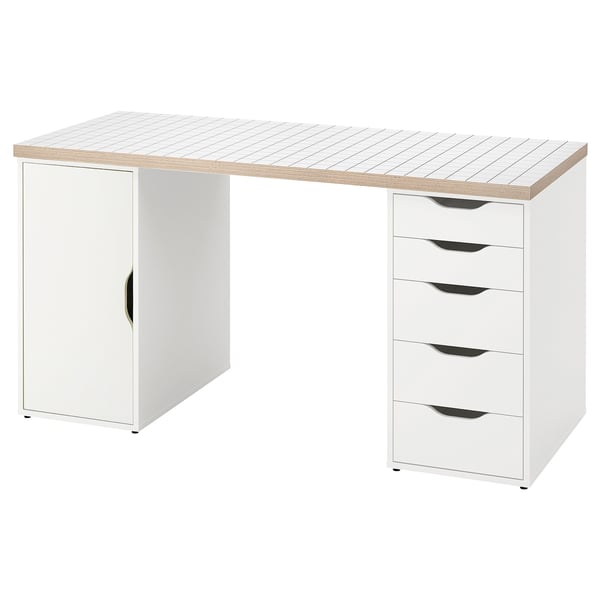 LAGKAPTEN / ALEX desk, white/anthracite, 140x60 cm