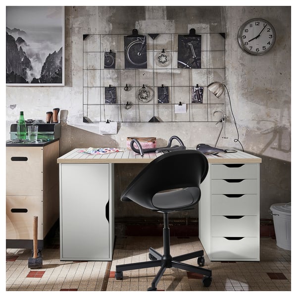 LAGKAPTEN / ALEX desk, white/anthracite, 140x60 cm