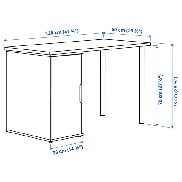 LAGKAPTEN / ALEX desk, white/anthracite, 120x60 cm
