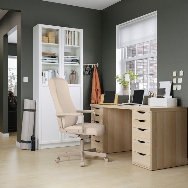 LAGKAPTEN / ALEX - Desk, white stained oak effect, 140x60 cm