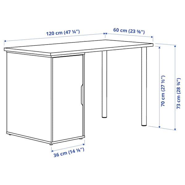 LAGKAPTEN / ALEX - Desk, organic shapes/black white,120x60 cm