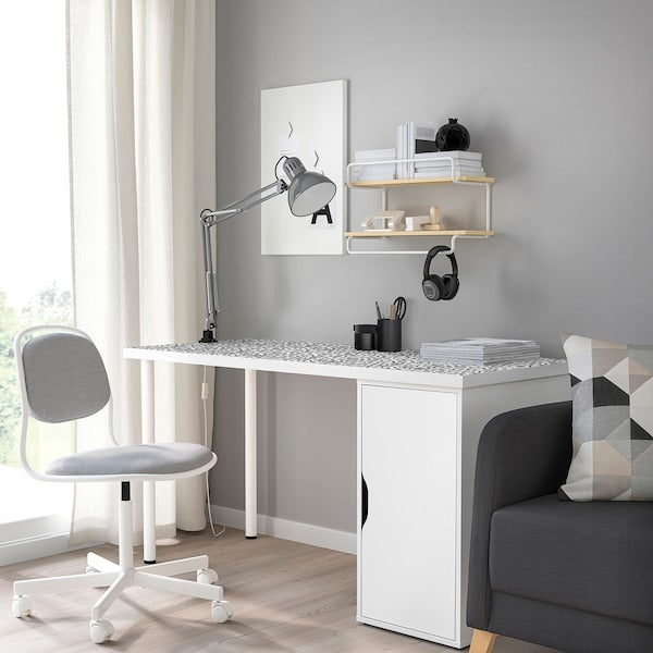 LAGKAPTEN / ALEX - Desk, organic shapes/black white,120x60 cm