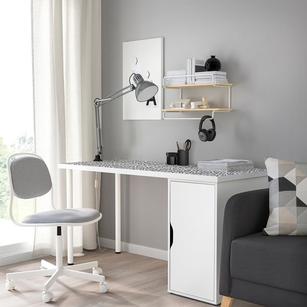 LAGKAPTEN / ALEX desk, organic shapes/white black