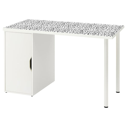 LAGKAPTEN / ALEX - Desk, organic shapes/black white,120x60 cm