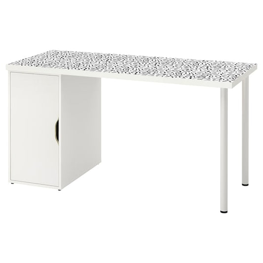 LAGKAPTEN / ALEX - Desk, organic shapes/black white,140x60 cm