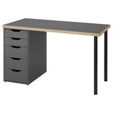 LAGKAPTEN / ALEX desk, grey/wood effect black, 120x60 cm