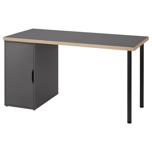 LAGKAPTEN / ALEX - Desk, grey/black wood effect,140x60 cm