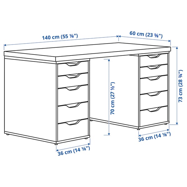 LAGKAPTEN / ALEX - Desk, gray/wood effect, 140x60 cm.