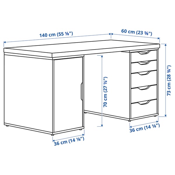 LAGKAPTEN / ALEX - Desk, gray/wood effect, 140x60 cm.