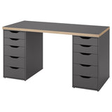 LAGKAPTEN / ALEX desk, grey/wood effect, 140x60 cm