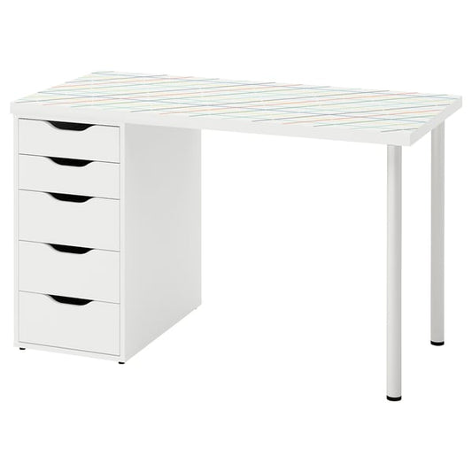 LAGKAPTEN / ALEX - LAGKAPTEN / ALEX Desk, grid multicolour/white, 120x60 cm