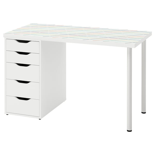 LAGKAPTEN / ALEX - LAGKAPTEN / ALEX Desk, grid multicolour/white, 120x60 cm