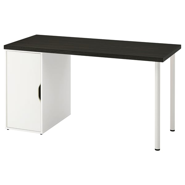 LAGKAPTEN / ALEX desk, black-brown/white, 140x60 cm