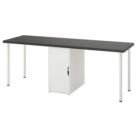 LAGKAPTEN / ALEX - Desk, brown-black/white,200x60 cm