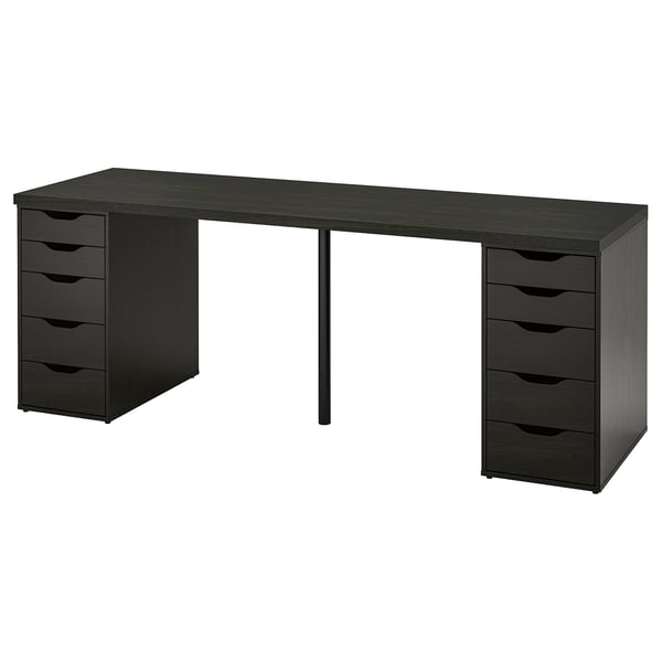 LAGKAPTEN / ALEX desk, black-brown/black, 200x60 cm