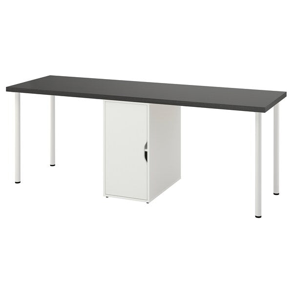 LAGKAPTEN / ALEX desk, black-brown/black, 200x60 cm