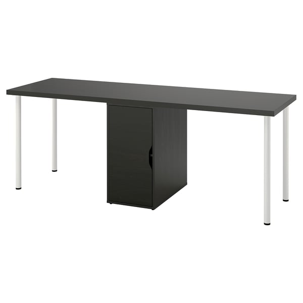 LAGKAPTEN / ALEX desk, black-brown/black, 200x60 cm