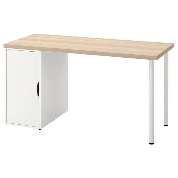 LAGKAPTEN / ALEX desk, white stained/oak effect white, 140x60 cm