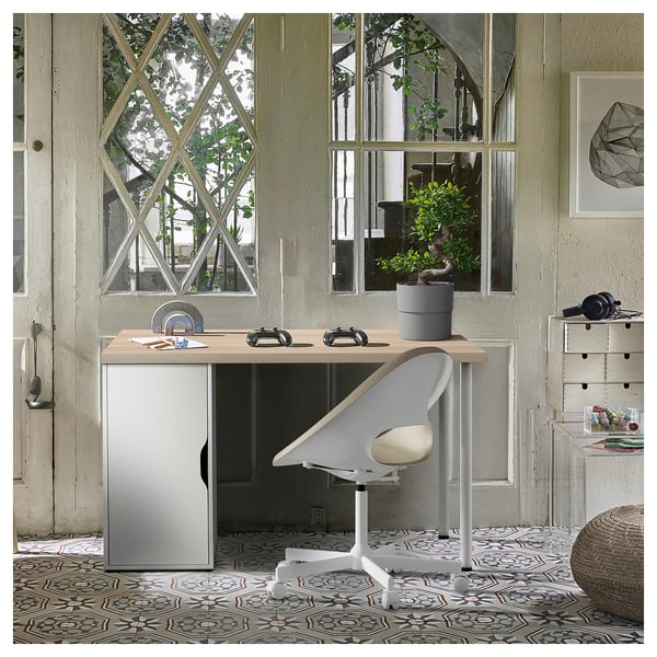 LAGKAPTEN / ALEX desk, white stained/oak effect white, 120x60 cm