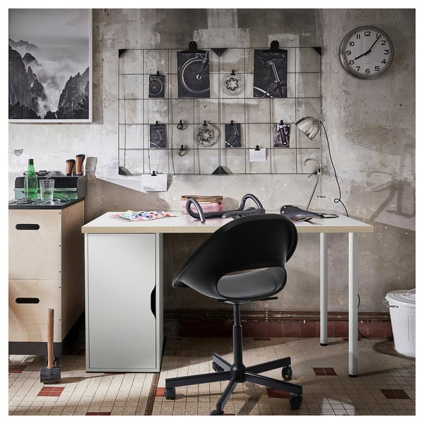 LAGKAPTEN / ALEX desk, dot pattern/black white, 140x60 cm