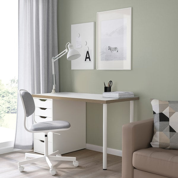 LAGKAPTEN / ALEX - Desk, polka dot pattern/black white,140x60 cm