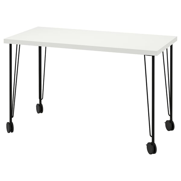 LAGKAPTEN / KRILLE desk, white/black