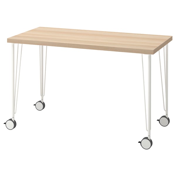 LAGKAPTEN / KRILLE desk, white stained oak effect/white, 120x60 cm