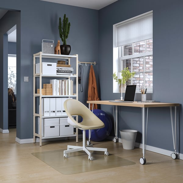 LAGKAPTEN / KRILLE desk, white stained oak effect/white, 140x60 cm